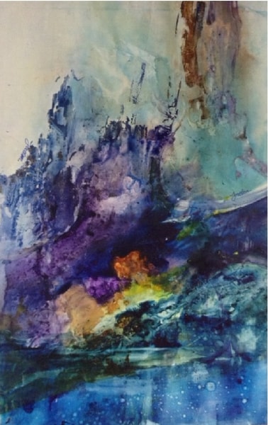 "My Purple Dream" Liquid Watercolor on Yupo Paper, 9" x 12" by Artist Audrey Jordan. See her portfolio by visiting www.ArtsyShark.com