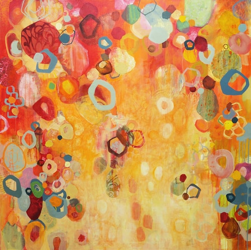 "Avalanche" Mixed Media, 36" x 36" by artist Kathy Ferguson. See her portfolio by visiting www.ArtsyShark.com