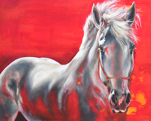 "Big Red" Oil, 120cm x 100cm by artist Clea Witte. See her portfolio by visiting www.ArtsyShark.com