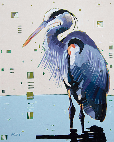 Blue Heron painting by artist Nikkie Markle