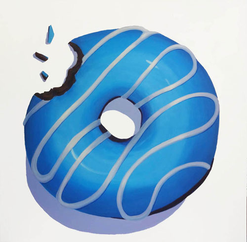 "Blue With White Drizzle" Oil, 36" x 36" by artist Terry Romero Paul. See her portfolio by visiting www.ArtsyShark.com