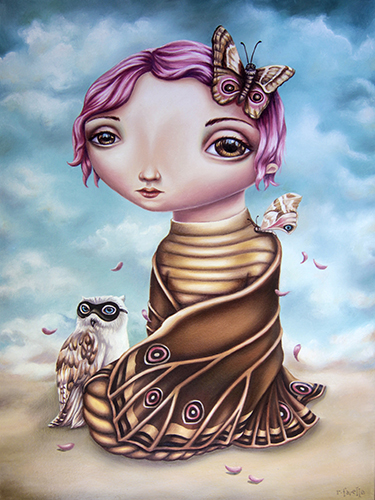 “Camouflage Creatures” Oil on Linen, 30” x 40” by artist Rachel Favelle. See her portfolio by visiting www.ArtsyShark.com