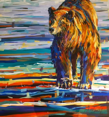 "Chasing a Rainbow" Acrylic on Canvas, 48" x 48" by artist Anita McComas. See her portfolio by visiting www.ArtsyShark.com