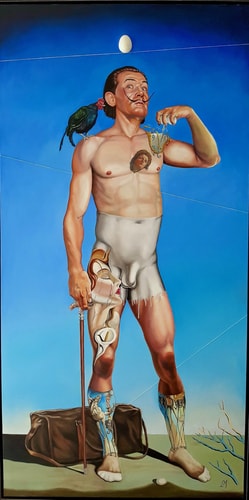 “Dali with Eggs” (“Dali de los Huevos”) Mixed Media on Canvas, 36” x 72” by artist Leonardo Montoya. See his portfolio by visiting www.ArtsyShark.com