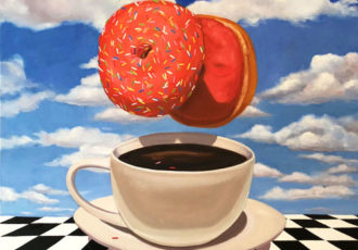 "I Need a Place to Hide Away" Oil, 36" x 36" by artist Terry Romero Paul. See her portfolio by visiting www.ArtsyShark.com