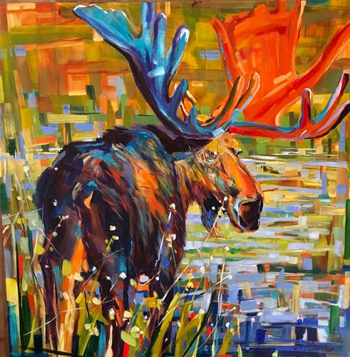 "In the Forest Deep" Acrylic on Canvas, 40" x 40" by artist Anita McComas. See her portfolio by visiting www.ArtsyShark.com