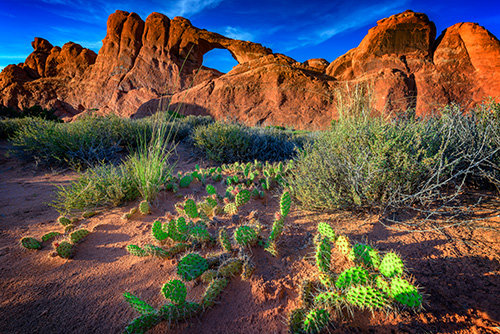 Colorful digital photo of Skyline Arch in the Late Day Sun by Rick Berk