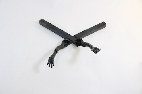 "Reach" Forged Mild Steel, 6" x 15" x 16" by artist Monica Coyne. See her portfolio by visiting www.ArtsyShark.com