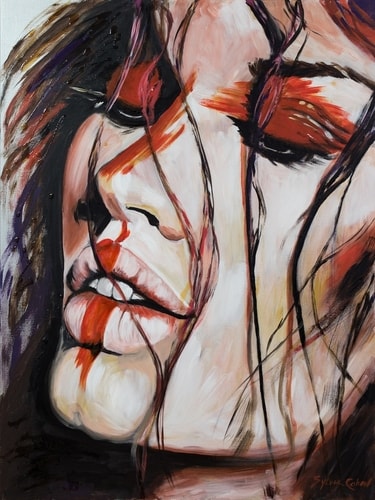 Sexy portrait of a woman's face by artist Sylvia Cohen.