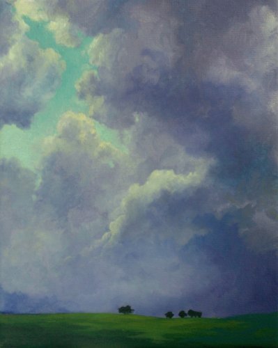 "Sky at the Foothills" Oil on Canvas, 8" x 10" by Artist Regina Burchett. See her portfolio by visiting www.ArtsyShark.com