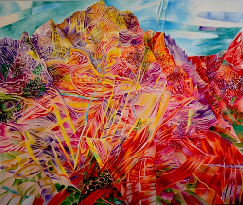 “Rotenfels” Oil on Canvas, 71” x 59” by artist Elke Daemmrich. See her portfolio by visiting www.ArtsyShark.com