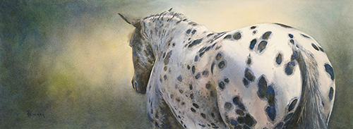 "Spotlight" Watercolor on Paper, 30" x 11" by artist Renee St. Peter. See her portfolio by visiting www.ArtsyShark.com