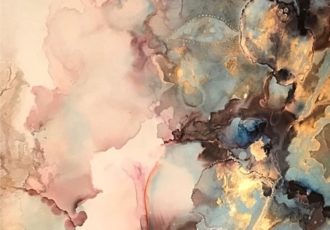 Abstract painting with Alcohol Ink on yupo by artist Mishel Schwartz.