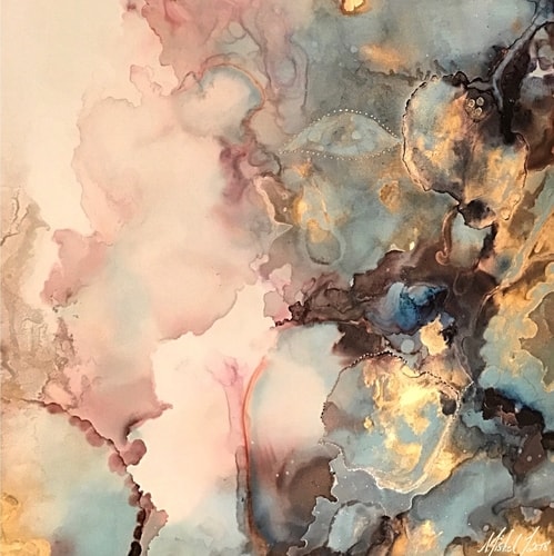 Abstract painting with Alcohol Ink on yupo by artist Mishel Schwartz.