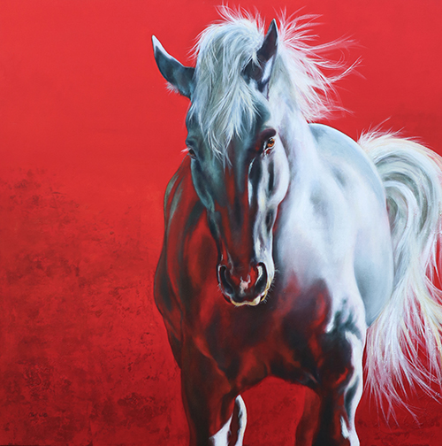 "Untamed" Oil, 120cm x 120cm by artist Clea Witte. See her portfolio by visiting www.ArtsyShark.com