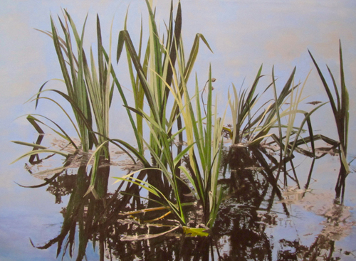 "Water Grasses" Acrylic, 60" x 36" by artist Ellen (Ellie) Fuller. See her portfolio by visiting www.ArtsyShark.com
