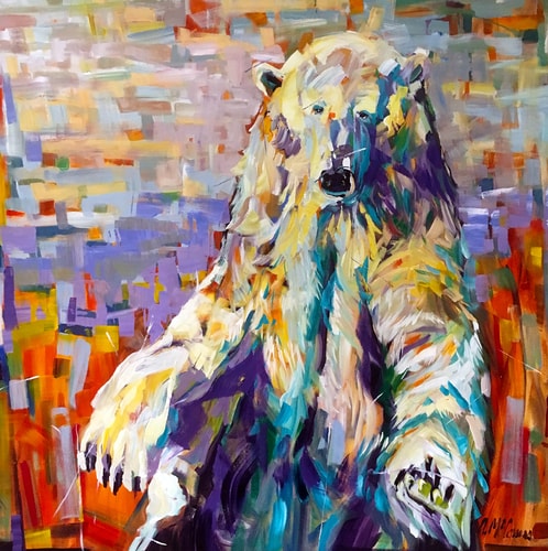 "When You are in that Laid Back Mood" Acrylic on Canvas, 40" x 40" by artist Anita McComas. See her portfolio by visiting www.ArtsyShark.com