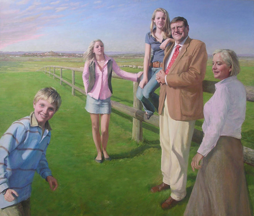“Portrait of the Neilson Family” Oil on Canvas, 200cm x 175cm by artist Marina Kim. See her portfolio by visiting www.ArtsyShark.com