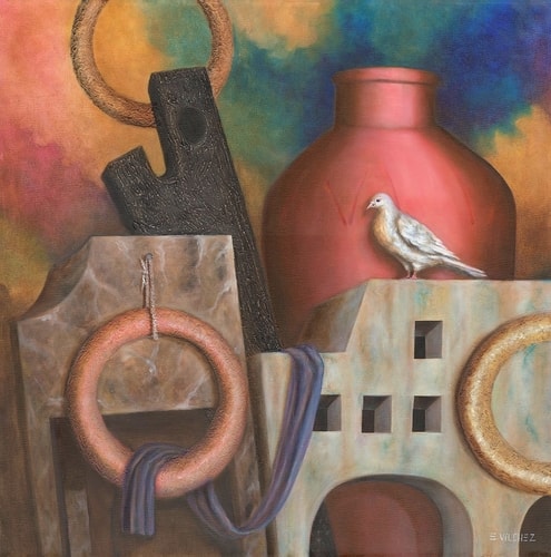 “Looking for Partner” Oil on Canvas, 36” x 36” by artist Eduardo Vilchez. See his portfolio by visiting www.ArtsyShark.com