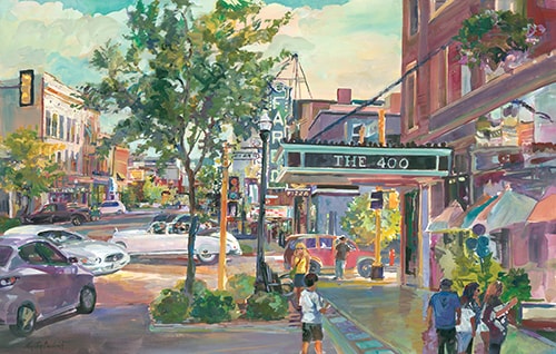 “Broadway Hues” Acrylic on Paper, 42” x 26” by artist Ellen Jean Diederich. See her portfolio by visiting www.ArtsyShark.com