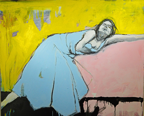 "Cinderella Sleeping It Off" Oil and Charcoal on Canvas, 50" x 50" by artist John Carlson. See his portfolio by visiting www.ArtsyShark.com