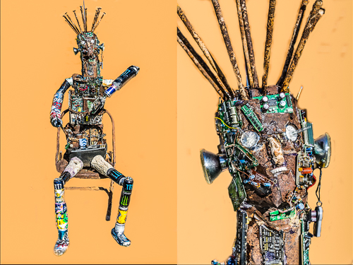 "Golem" Sculpture from Found Objects, 30" x 70" x 30" by Artist Dr. Miron Abramovici. See this artist's portfolio by visiting www.ArtsyShark.com