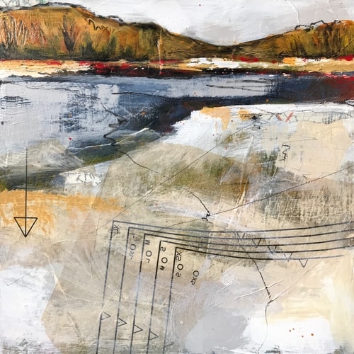 "I Want to Walk With You I" Acrylic on Panel, 10" x 10" by artist Elaine Florimonte. See her portfolio by visiting www.ArtsyShark.com