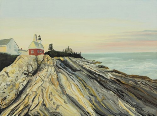 "Spectacular View: Pemaquid Point Lighthouse, Maine" Oil on Canvas, 12" x 9" by Artist Julie Carter Nadeau. See her portfolio by visiting www.ArtsyShark.com