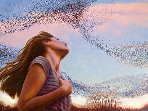 “Murmuration” Oil, 24” x 18” by artist Nancy Lane. See her portfolio by visiting www.ArtsyShark.com