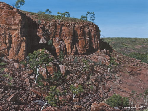 “Ormiston Gorge” Acrylic on Board, 41cm x 30cm by artist Richard Rosebery. See his portfolio by visiting www.ArtsyShark.com