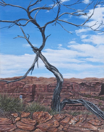 “Gnarled” Acrylic on Canvas, 21.5cm x 25.5cm by artist Richard Rosebery. See his portfolio by visiting www.ArtsyShark.com