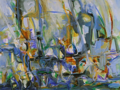 “Regatta” Mixed Media on Canvas, 40” x 30” by artist Suzanne Yurdin. See her portfolio by visiting www.ArtsyShark.com