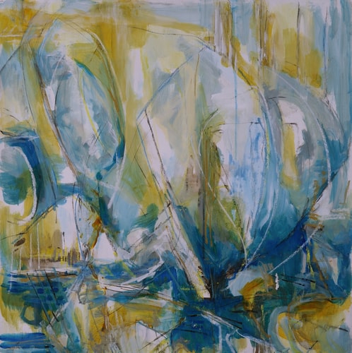 “Wind” Mixed Media on Paper, 26” x 26” by artist Suzanne Yurdin. See her portfolio by visiting www.ArtsyShark.com