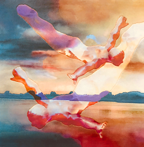 “Soaring” Mixed Media—Photography and Fiber Arts, 25” x 26” by artist Karen Lee. See her portfolio by visiting www.ArtsyShark.com