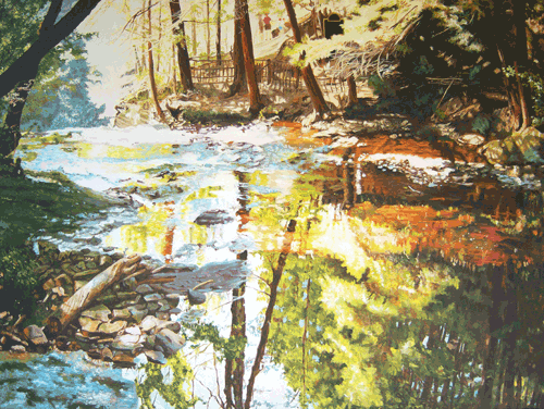 “Above the Falls” Oil, 48" x 36" by artist Diane Jorstad. See her portfolio by visiting www.ArtsyShark.com