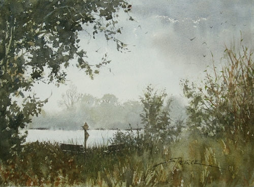 “Beyond the Cottonwood” Watercolor, 15” x 11” by artist Sandra Pearce. See her portfolio by visiting www.ArtsyShark.com