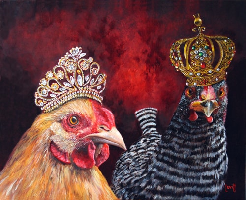 “Chicken Royalty” Oil on Canvas, 20” x 16” by artist Barney Levitt. See his portfolio by visiting www.ArtsyShark.com