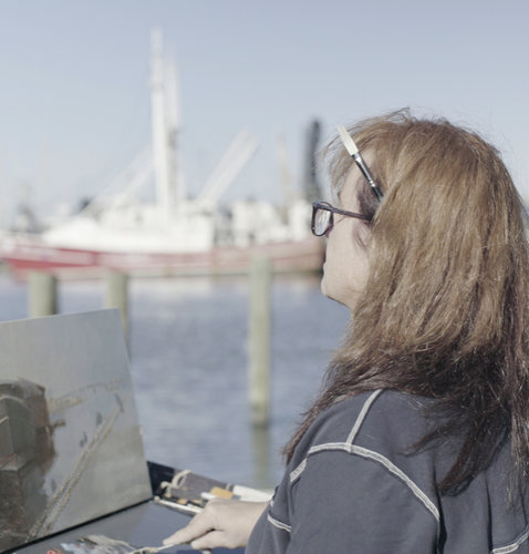 Artist Donna Lee Nyzio painting en plein air. Read her interview at www.ArtsyShark.com