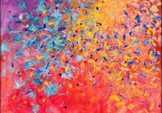 “Flock of Birds” Acrylic on Canvas, 36” x 36” by artist Heather W. Ernst. See her portfolio by visiting www.ArtsyShark.com