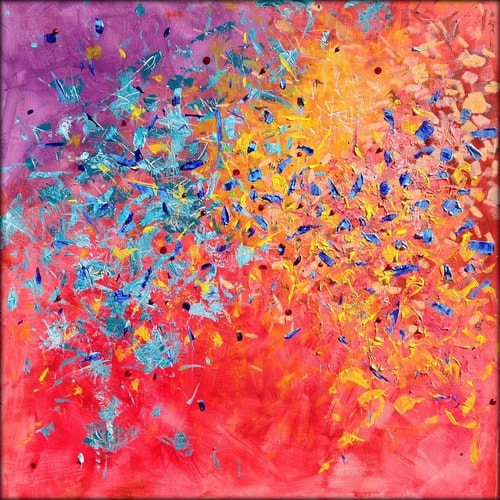 “Flock of Birds” Acrylic on Canvas, 36” x 36” by artist Heather W. Ernst. See her portfolio by visiting www.ArtsyShark.com