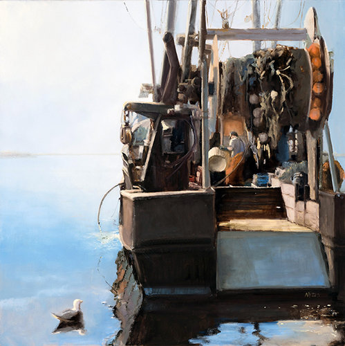 "Galilee" oil on panel, 25" x 25" by artist Donna Lee Nyzio. See her interview at www.ArtsyShark.com