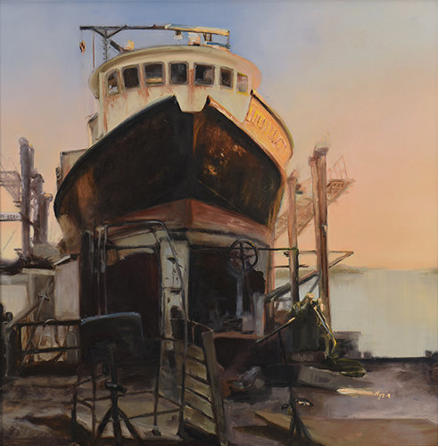 "Golden Nugget" oil on panel, 20" x 20" by Donna Lee Nyzio. Read her interview at www.ArtsyShark.com