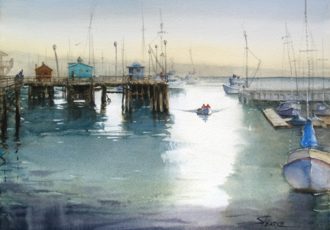 “Home for Breakfast” Watercolor, 15” x 11” by artist Sandra Pearce. See her portfolio by visiting www.ArtsyShark.com