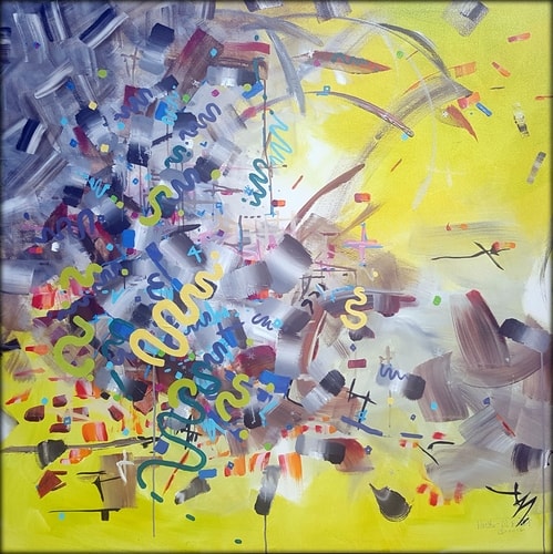 “Last Stanza” Acrylic on Canvas, 48” x 48” by artist Heather W. Ernst. See her portfolio by visiting www.ArtsyShark.com