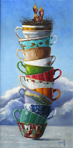 “Teacup Aerie” Oil on Canvas, 8” x 16” by artist Barney Levitt. See his portfolio by visiting www.ArtsyShark.com