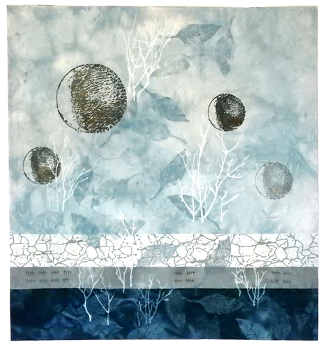 “Across the Stillness” Mixed Media, Fiber-Based, 28” x 30.5”