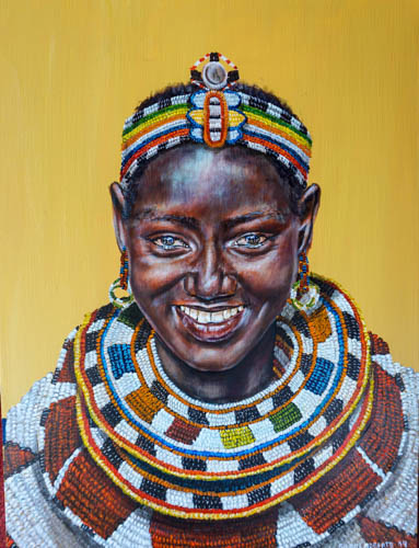 “Akinyi” Acrylic on Panel Board, 12” x 16” by artist Sierra Roberts. See her portfolio by visiting www.ArtsyShark.com