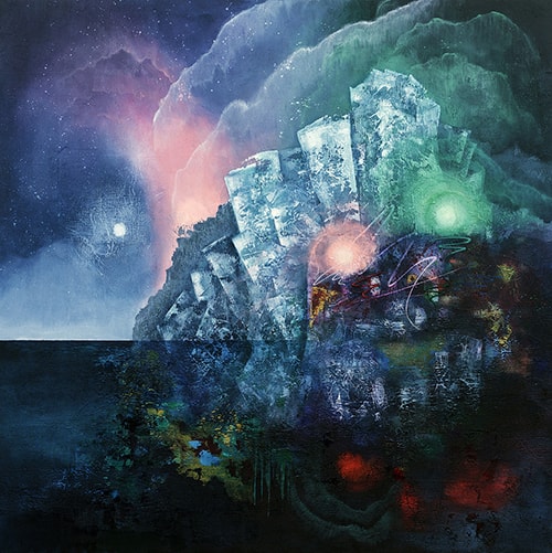 "Aurora Lights" Acrylic on Canvas, 135cm x 135cm by artist Vasco Kirov. See his portfolio by visiting www.ArtsyShark.com