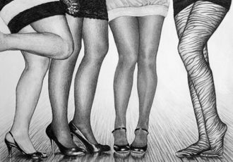 "Ladies Night Out" Graphite Pencil, 14.5" x 11" by Artist Chad Keith. See his portfolio by visiting www.ArtsyShark.com
