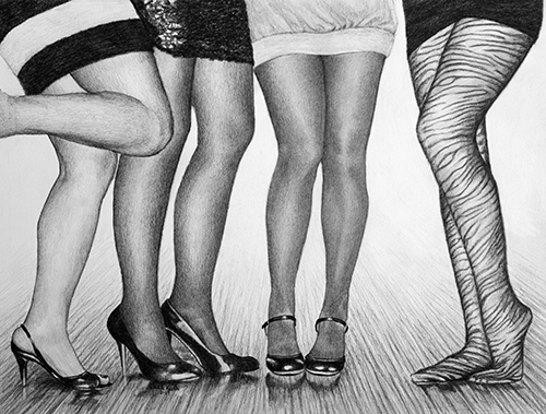 "Ladies Night Out" Graphite Pencil, 14.5" x 11" by Artist Chad Keith. See his portfolio by visiting www.ArtsyShark.com